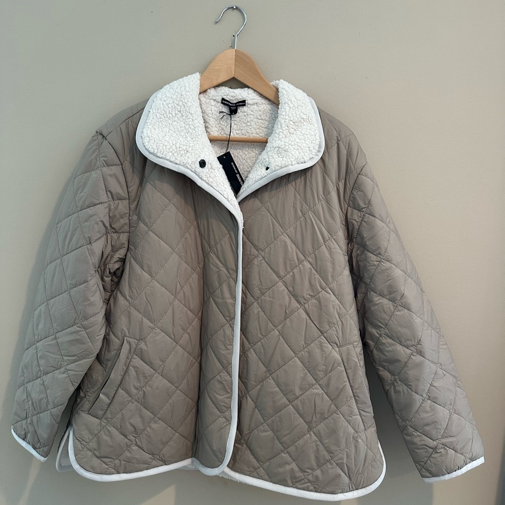 NEW James Perse White Sherpa Jacket- size LARGE